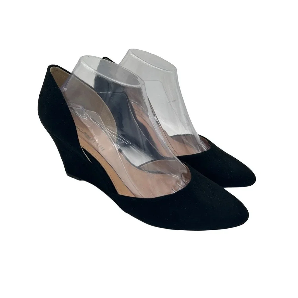 Antonio Melani Wedge Pumps Women's Size 9.5 M Black Suede Pointed Toe Dorsay